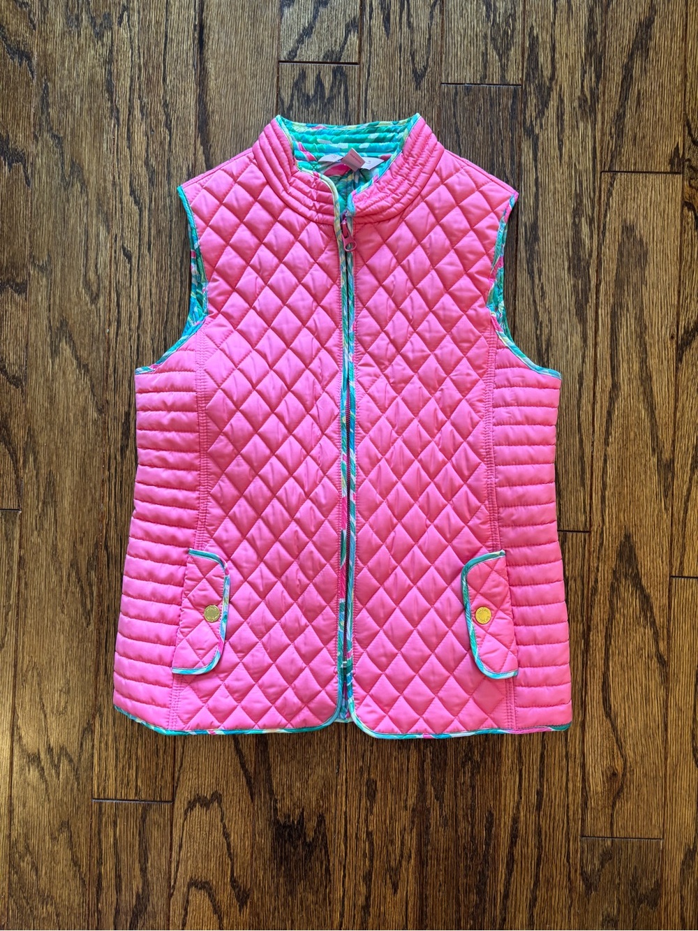 Lilly Pulitzer Girls Lucy Reversible Quilted Vest in Flamingo Pink (NWOT)